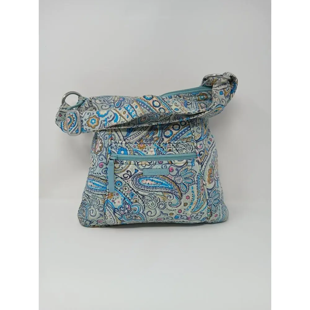 VERA BRADLEY Blue Daisy Dot Paisley Shoulder Strap Purse Bohemian Blue Luxury